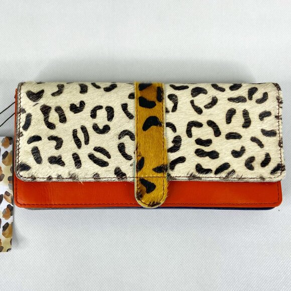 Folklore Couture Cassia Leather Hide Wallet Leopard Print - Picture 1 of 9